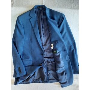 Ralph Lauren Men's Blue Textured Blazer Suit Jacket Size 42L Macy's Linen Blend